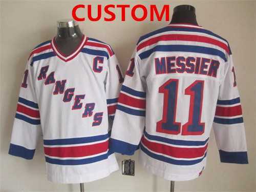 Mens New York Rangers Custom 1993 White Throwback CCM Jersey->->Custom Jersey